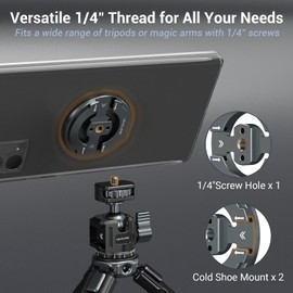 Leaplumin Magnetic Phone Tripod Mount Adapter with Adhesive Magnetic Ring，1/4” Screw Hole Suitable for Ball Head/Tripod，Cold Shoe Design Compatible with Microphone with Hot Shoe Connector