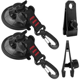 Vashly 2 PCS Heavy Duty Suction Cups with Hooks Upgraded Car Camping Tie Down Suction Cup Camping Tarp Accessory with Viscous Silicone Strong Power for Car Awning Boat Camping Trap