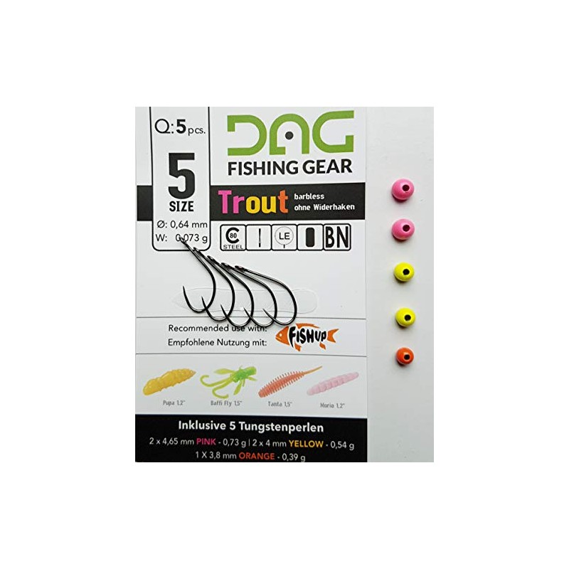 FishUp Tungsten and Hooks with Eye Size 5