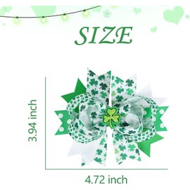 St. Patrick's Day Hair Bow Clips for Women Lucky Shamrock Hair Clips for Girls Green White Hair Bows Cute Clover Hair Barrettes Irish Day Festive Hairpins St. Patrick's Accessories 2Pcs