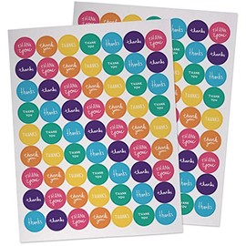 Cute & Colorful Thank You Seal Stickers - 6 Round Solid Color Designs - Stickers for Envelopes, Business Orders, Packaging (126 Seals Pack)