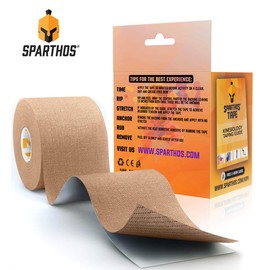 Sparthos Kinesiology Tape - Incredible Support for Pro Athletic Sports and Recovery - Free Kinesio Taping Guide! - Breast Waterproof Tex Rock Bra Gold Lift Tapes - Uncut (Beige)
