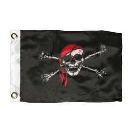 12x18 Pirate Red Hat Jolly Roger Flag Skull and Crossbones Boat Flag New