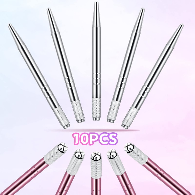 10 Pieces Microblading Pens Manual Eyebrow Microblade Pens Aluminum Hand