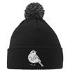 Hippowarehouse Robin Embroidered Beanie Hat with Bobble Black