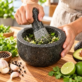 Ceramic Mortar and Pestle for Food Grinding – Compact 3.74 x 1.97-Inch Kitchen Mill for Herbs, Spices, Salsa and Avocado