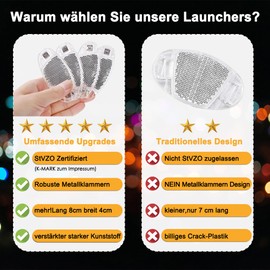 Aluscota STVZO Bicycle Spoke Reflectors - 8 cm Reflectors Bicycle Spokes Black White Reinforced Spokes Cat Eyes Bicycle Reflectors with Steel Clips for MTB Road Bike (B White/4 Pieces)