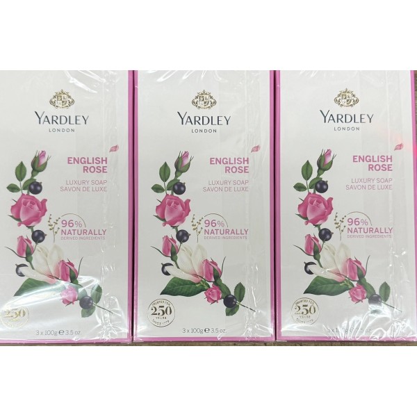 Yardley London English Rose Luxury Soap Set Triple Milled 3.5