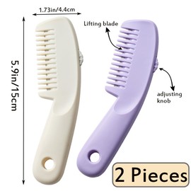 Chenshuo Hair Razor Comb,3 in 1 Adjustable Hair Cutting Comb,Adjustable Haircut Bangs Thinning Combs,Bangs Trimming Tool With Combs,2 Pieces,Purple and White.