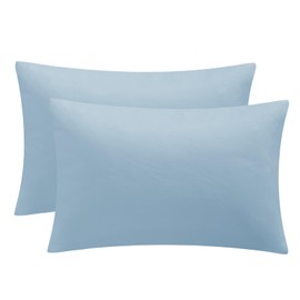 Aisbo Housewife Pillowcases 2 Pack - Light Blue Standard Pillow Case Set of 2, Soft Pair of Microfiber Plain Pillow Cover 50x75 cm with Envelope Closure