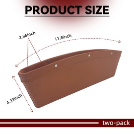 NTNEV 2 PCS Car Seat Gap Organizer, Universal Leather Car Seat Pocket Organizer, Car Interior Accessories, Car Seat Storage Accessories to Hold Keys, Coins, Phone, Cards, Pens (Brown)