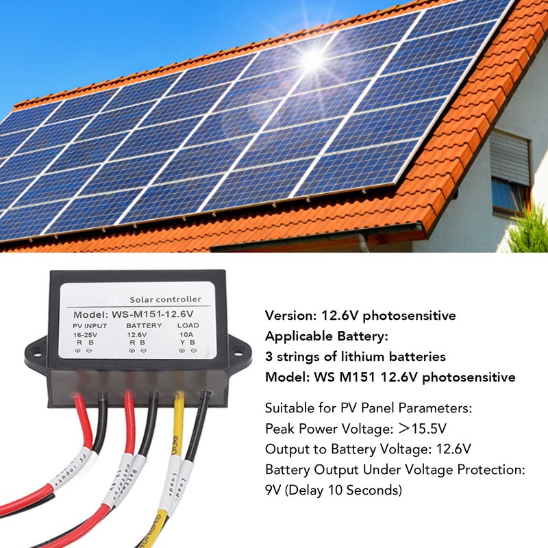 MPPT Solar Controller 150W 10A Photosensitive Night Load Output Solar