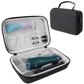 SMYV Water Flosser Travel Case, Portable Cordless Oral Irrigator Travel Organizer with Handle, Hard Eva Storage Bag for Flosser, Electric Toothbrush, Toothpaset and Irrigator Accessories (Black)