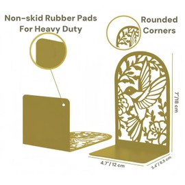 Deefongo Book Ends, Book Ends for Shelves, 2 Pair Bookends Heavy Duty,Metal Book Ends Book Stoppers Bookend Supports, Heavy Duty Metal Bookends for Home, Office, Library