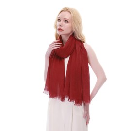 RIIQIICHY Scarf for Women Lightweight Solid Color Large Fashion Gauze Scarves Shawl Dark Red Wrap Plain