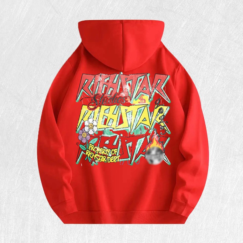Richstar Graphic Hoodie 100% Cotton US Warehouse 6 ColorsColor: Red,