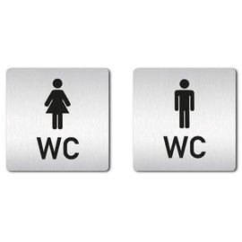 Türschilder24 XXL Toilet Signs Standard (W) 125 x 125 mm Set Women's Toilet + Men's Toilet Sturdy Signs Made of 1.5 mm Aluminium Solid Material! • 100% Made in Germany (Version A)