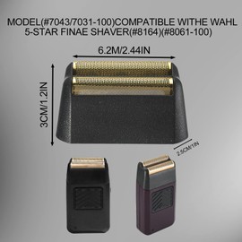 Professional 5 Star Series Finale Shaver Replacement Foil and Cutter Bar Assembly Compatible with wahl Shaver Foil 7031-100, 7043-100 Super Close Shaving Replacement Heads (black)