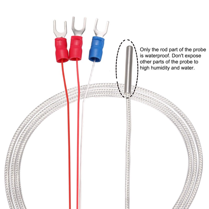 uxcell PT100 RTD Temperature Sensor Probe 3 Wires Cable Thermocouple