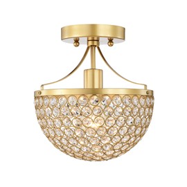 Warehouse of Tiffany Laverna Semi-Flush Mount Crystal Ceiling Light Matte Gold Finish 1-Light