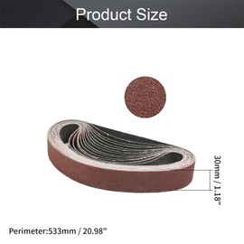 Utoolmart 533 x 30mm Sanding Belt, High Strength Abrasive Waterproof Sanding Belts for Polishing Paint, Surface Sanding, Sanding Belt, Super Toughness, 80 Grit, Pack of 15