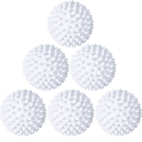 6 Pieces Laundry Will Drying Balls Reusable Dryer Balls Replace Laundry Drying Fabric Softener and Saves, Reusable Washing Machine Dryer Cleaning Soften Clothes Wash Ball (White)