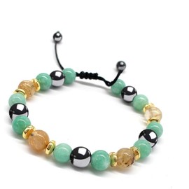 Yellow crystal agate tiger eye lapis lazuli bead woven bracelet bracelet (Green, One Size)