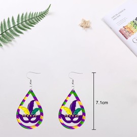 HIXNUG Mardi Gras Acrylic Earrings Mardi Gras Drop Dangle Earrings Mardi Gras Jewelry Gifts for Women Girls Holiday Jewelry Gifts