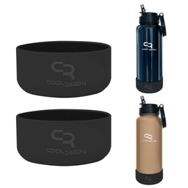 CoolReady - Botas de botella de agua de 40 onzas, paquete de 2 fundas protectoras de silicona negra, diseñadas para botellas CoolReady de 40 onzas, fundas de base antideslizantes a prueba de golpes
