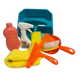Reinigungsset für Kinder Spielzeug Reinigungskorb Haus Spielzeug mit Schaufel Bürste Schwamm Geschirrtuch Fensterwischer und Zubehör Bürste und Schaufel Spielzeug Reinigungsset für Kinder