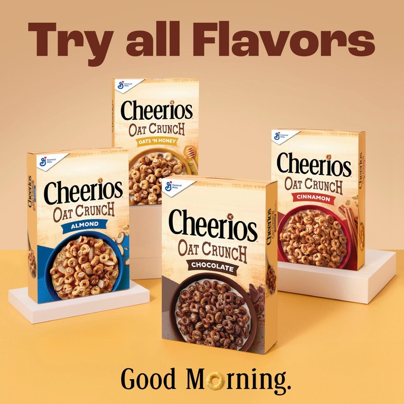 Cheerios Oat Crunch Oats 'N Honey Breakfast Cereal, Made with