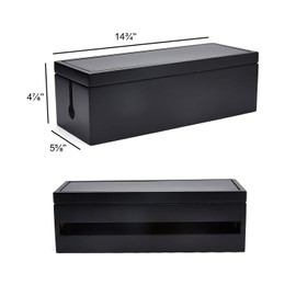 Changsuo Cable Management Box Wooden Cord Organizer Box for Extension Cord Power Stripe Surge Protector Wire Management Concealer Organizer Cover Hider for Desktop Home Office Kitchen (Black)