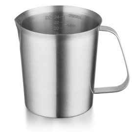 CURTA 18/8 Stainless Steel Measuring Cup with Handle and Pour Lip, Metal Pitcher with Oz and ML marking, 24OZ/700ML- 3 Cup), Heavy-Duty Pitcher