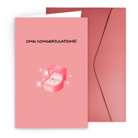 JYfeel OMG Congratulations Engagement Card for Couples Friends - Funny Wedding Bridal Shower Card Her Him Sister Daughter with Red Envelope & Seal US-WC331RING1R