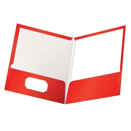 Oxford 51735 Cubierta para Reporte Showfolio Brillante Doble Solapa Tamaño Carta, Paquete de 5, Color Rojo