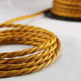 smartect Braided Cable twisted, Gold, 10 Metres 3 Core Electrical Cable (3 x 0.75mm²) Vintage Fabric Electrical Wire for your DIY project