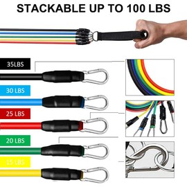 SturdyFoot Set of 11 Resistance Bands Workout Exercise Pull Rope Yoga Fitness 5 Fitness Tubes Complete Home Gym Fitness