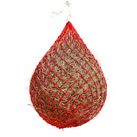 Harrison Howard Durable Roomy Slow Feed Hay Net for Horses with 2"x2" Mesh Holes Goat Feeder Red