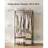 SONGMICS Clothes Rack, Iron and Wood Wardrobe Closet Organizer, Heavy