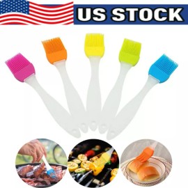 Unbranded 2-6 PCS New Oil Brush Silicone Baking Pastry Cream For BBQ Basting Kitchen Party - Yellow+Orange+Green+Red+Blue+Pink, 6 Pack