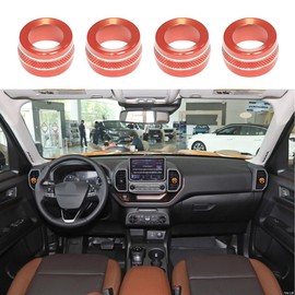 BORUIEN for Ford Bronco Sport 2021-2025 Air Conditioner Dash Vent Switch Knob Cover Decor Trim 4PCS Aluminum Alloy (Don't for Bronco) (Orange)
