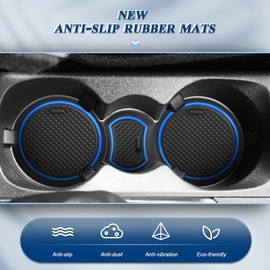 BIBIBO Rubber Mats Non-Slip Mats Compatible with Ford Fiesta ST MK8 2017-2024 (For Right Hand Drive), Rubber Car Mats, Ford Fiesta Accessories, Centre Console Mats, Car Door Slot Mat (blue)