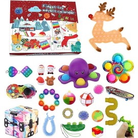 Advent Calendar 2021 Christmas Toy for Kid Countdown Calendar 24 Days Xmas Toys Christmas Push Bubbles Toy Pack Gift