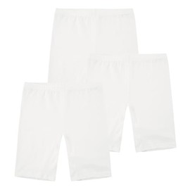 INNERSY Girls' Cotton Cycling Shorts Under Dress for Teenagers 8-16 Years, Pack of 3, 3 White