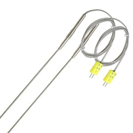 2 Pieces TL1916SL Type K Thermocouple Probe -50°F to 1100°F 0.06“ x 12” Stainless Steel Probe 40" High Temperature Cable for Industrial Ovens Laboratories Food Processing