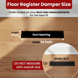 Empire Register Co. 2" x 14" Premium Vent Covers for Home Floor Only, Metal Damper Attached Floor Register, Heavy Duty Steel Walkable Floor Air Vent Covers, Register Cover Vents: Textured Black Finish