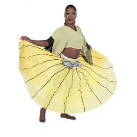 Miss Belly Dance Bellydancing Chiffon 10-Yards Full Circular Gypsy Skirt - Yellow/Black