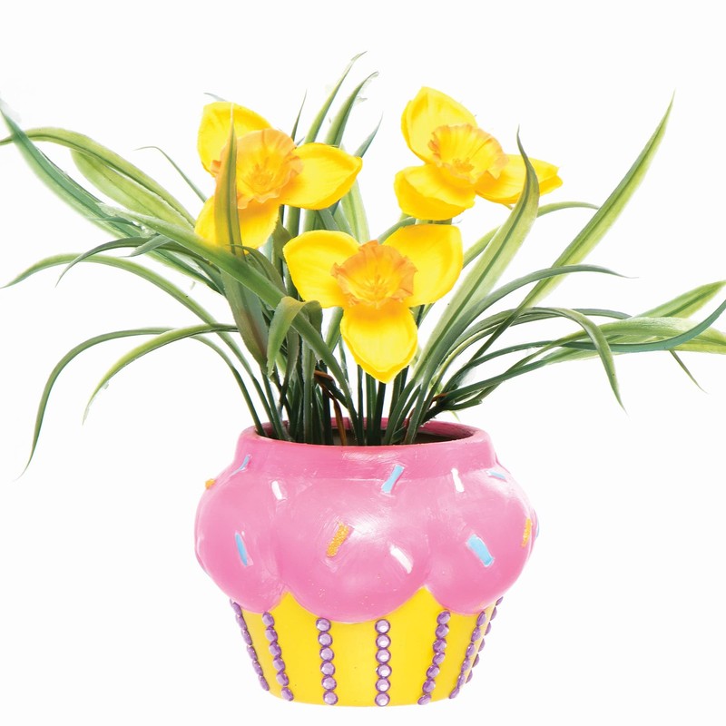 Baker Ross Cupcake Ceramic Flowerpots - Box of 3, Cute
