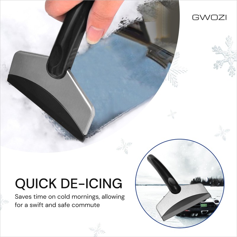 GWOZI Ice Scrapers for Car Windshield - Stainless Steel Scraper