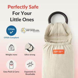 Mamaway Baby Ring Sling Carrier for Babies - Newborn and Toddler Sling (up to 165lbs), IHDI Certified, 100% Cotton Made, Soft & Breathable, Nylon 66 Safety Rings, Storage Pocket Design, Grey